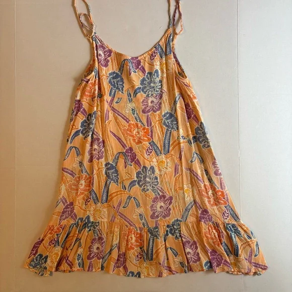 Urban Outfitters Orange Floral Print Flutter Hem Adjustable Straps Sleeveless SP - Picture 2 of 6